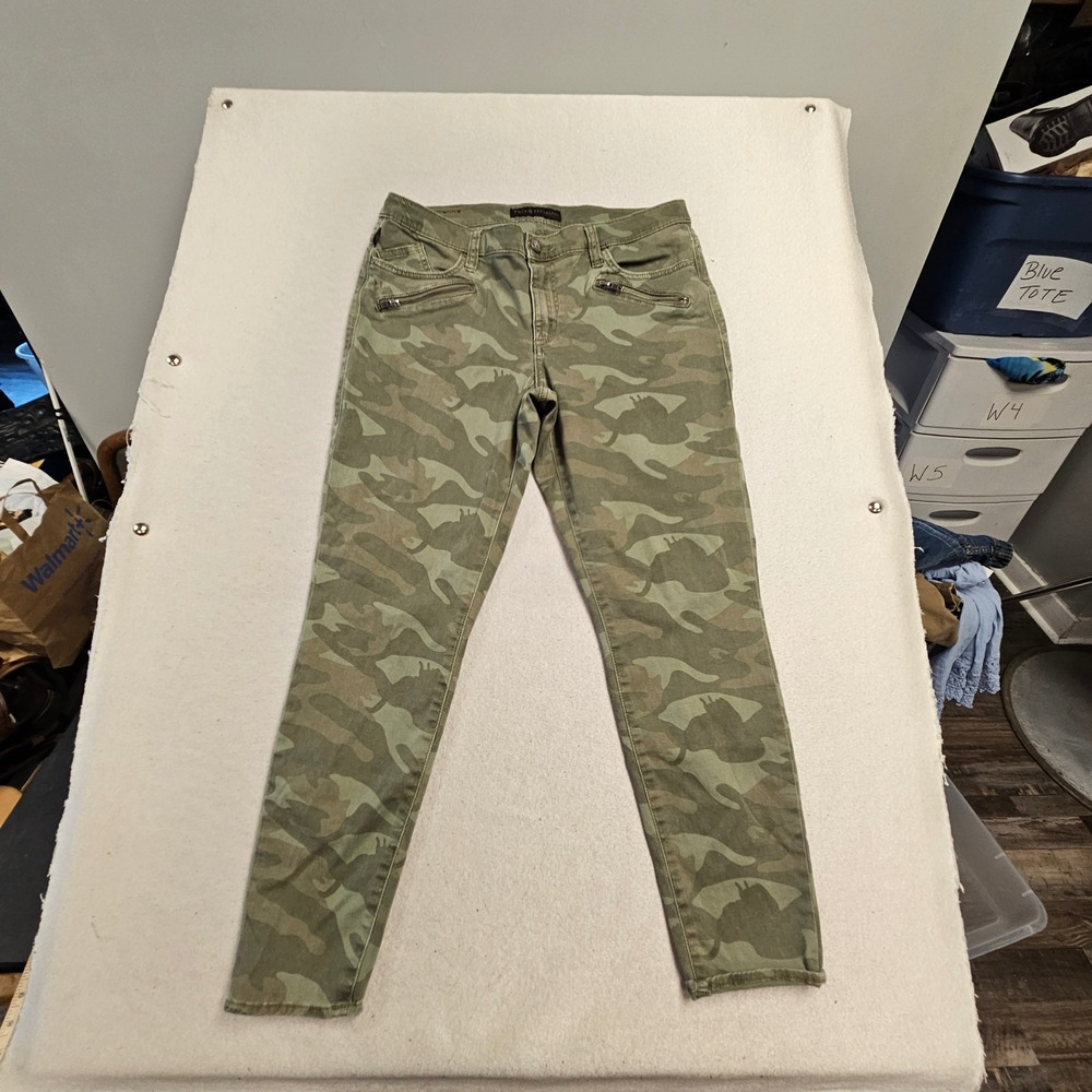 Rock & Republic Kashmiere Camo Skinny Jeans Womens 16M Green Camouflage Moto Zip